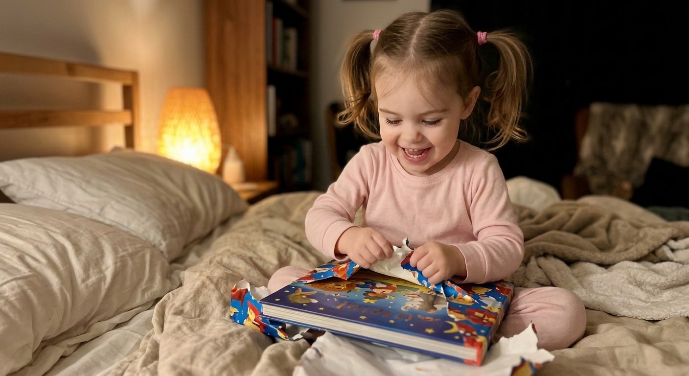 Interior spread showing personalised illustration