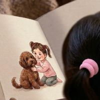 Watercolour illustration of the same child